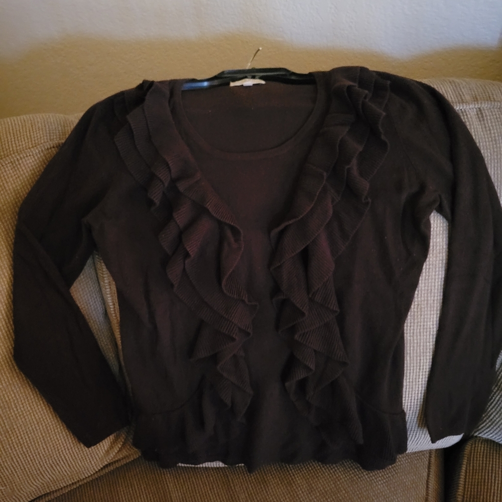 Joesph A Sweater with Ruffled Front. - Picture 3 of 6